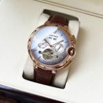Cartier 316L Steel Genuine Leather Bracelet 44*12MM Business Watch